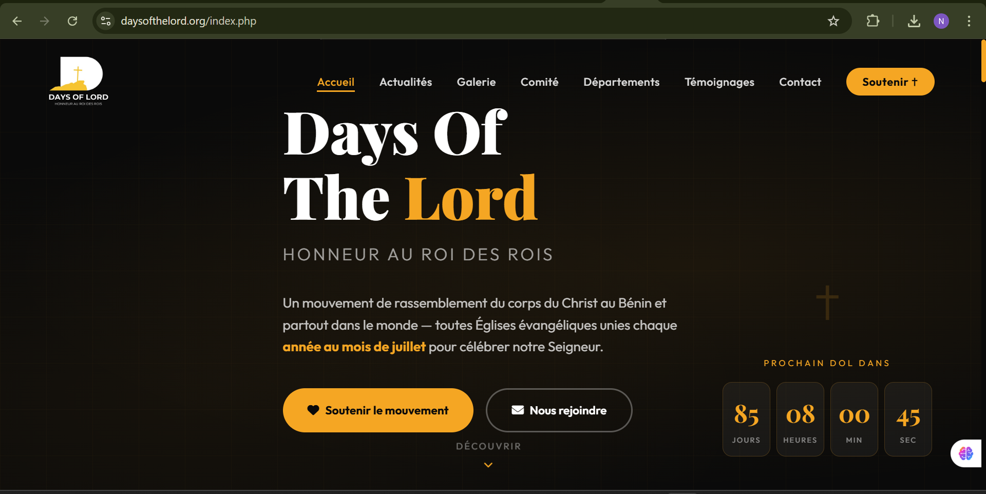 Lancement officiel du site web de Days Of The Lord